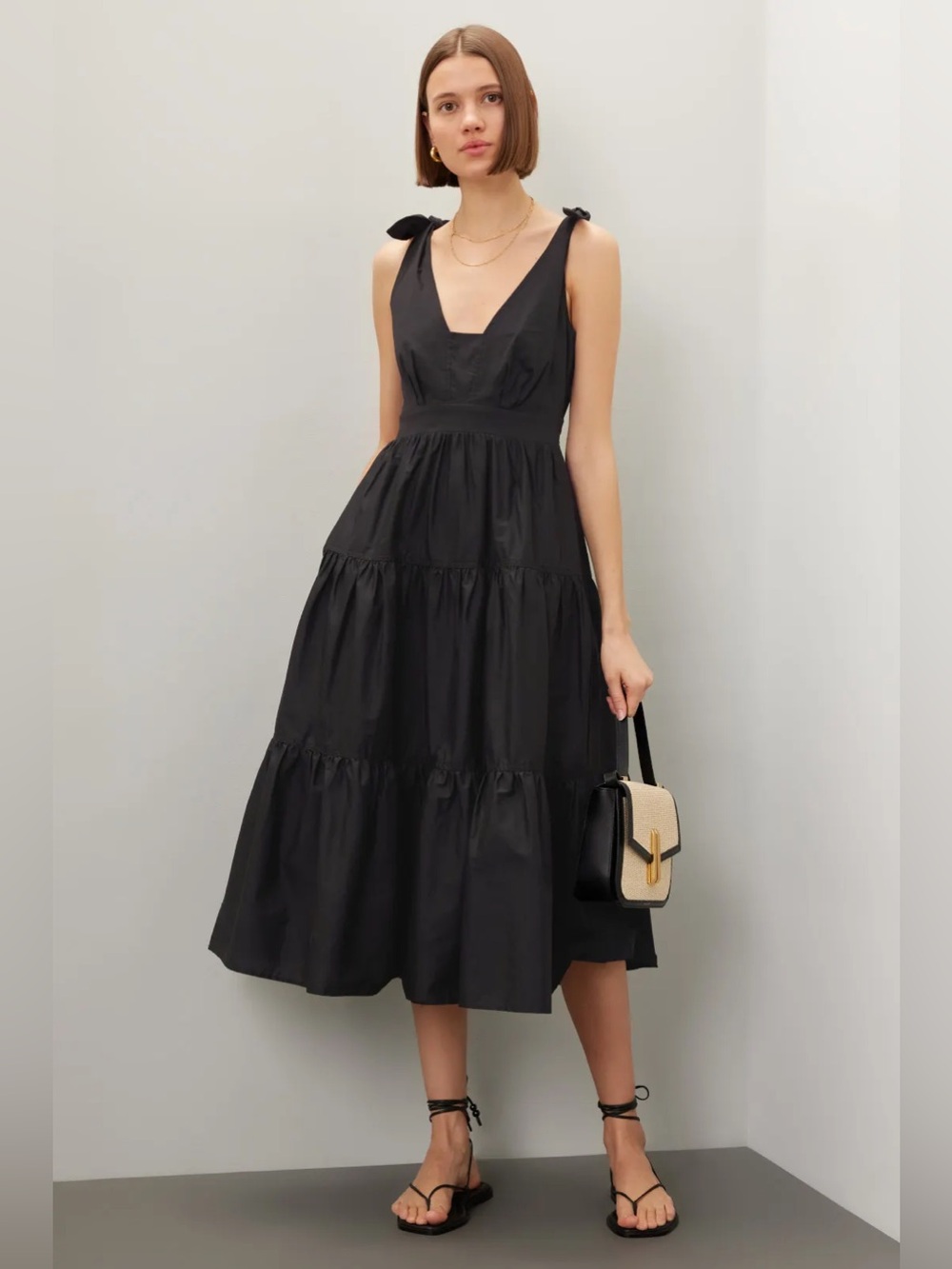 RTR Derek Lam Tie Shoulder Tiered Dress (0379)